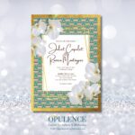 Teal & Gold, White Floral African Wedding Invitations