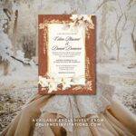 Winter wedding invitations brown & ivory