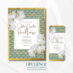 Teal African Print Invitation - Shown in Printed & Digital View