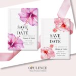 Two beautiful Hibiscus Invitations, in varying shades of Pink.