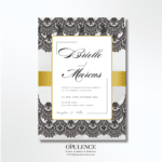 Black & White Lace Wedding Invitations, Elegant Calligraphy Font, With Gold Banner Detail