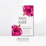 Magenta, Dark Pink Bold Hibiscus Invitations