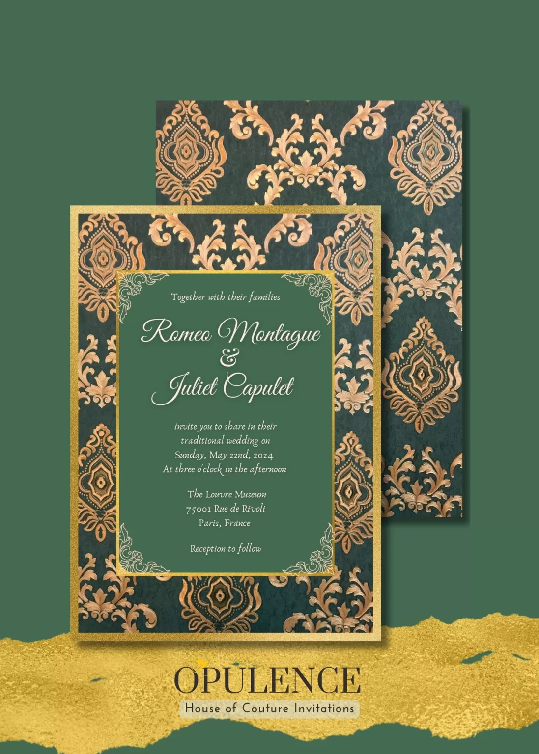 Green & Gold Elegant Invitations