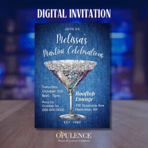 Denim & Diamonds Martini Invitations