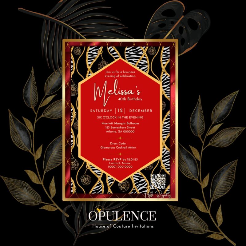 Red Black Ankara Invitation