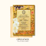 Gold invitations with floral detail