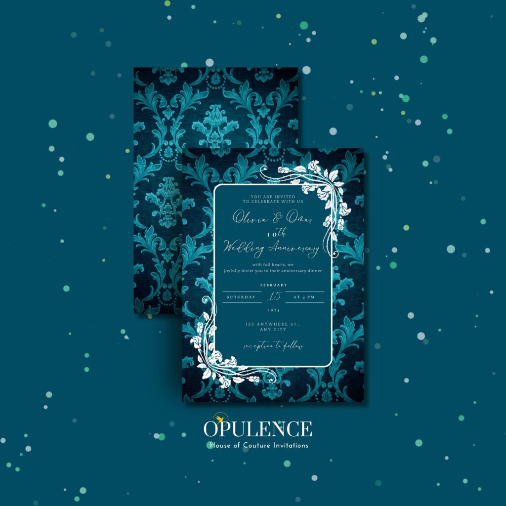 Teal Victorian Invitations