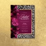 Burgundy Floral, Black & White Invitations