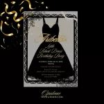 Black Dress Invitation, Gray and Black