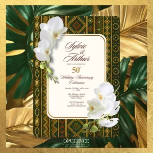 New! Exquisite Green & Gold Kente Invitation | Upscale African Wedding Invitations